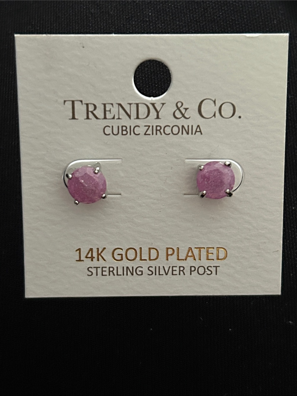 Pink Cubic Zirconia Stud Earrings - 14K Gold Plated